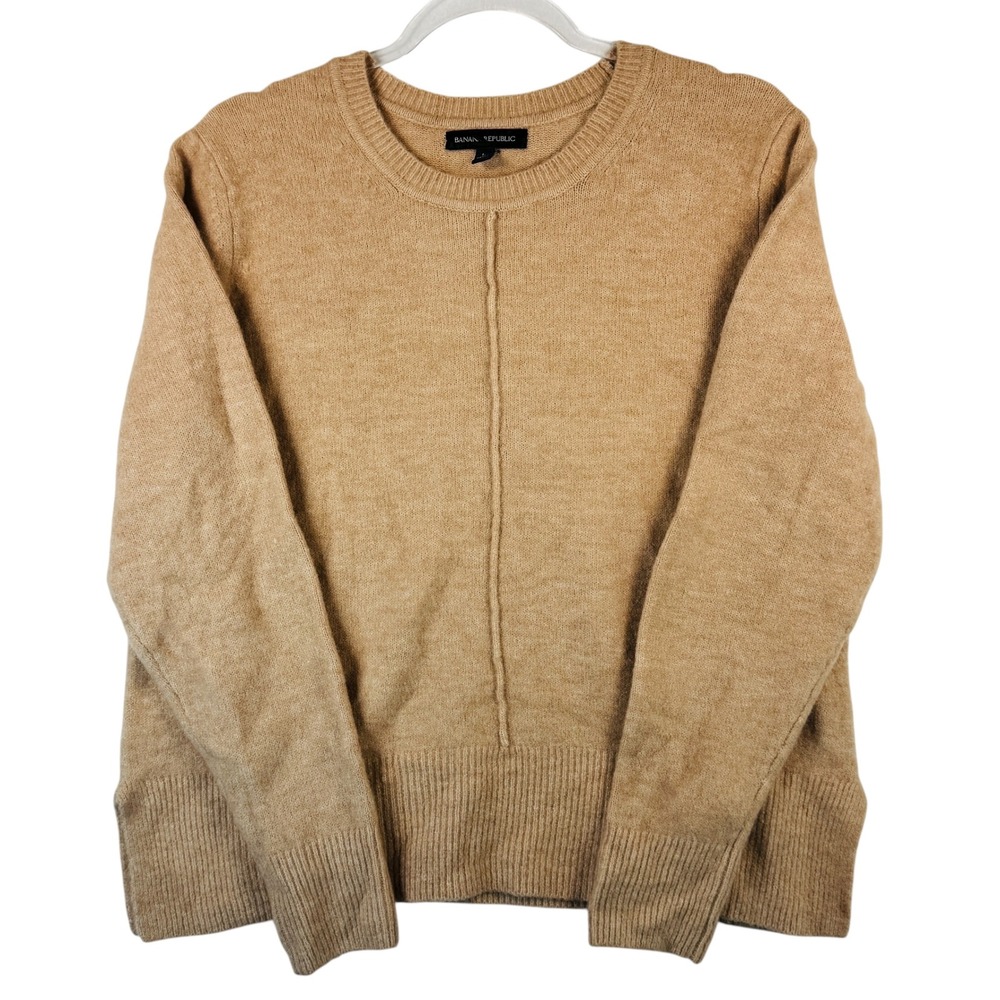 Banana‎ Republic womens L beige crewneck sweater merino wool neutral pullover